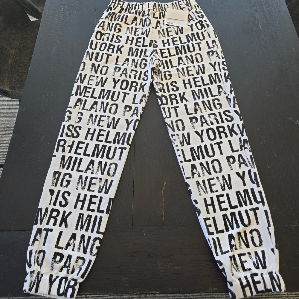 NWT Helmut Lang All Over Terry Jogger White Black Logo Sweatpants L09HM214 S